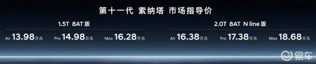 13.98w起！十一代现代索纳塔上市！